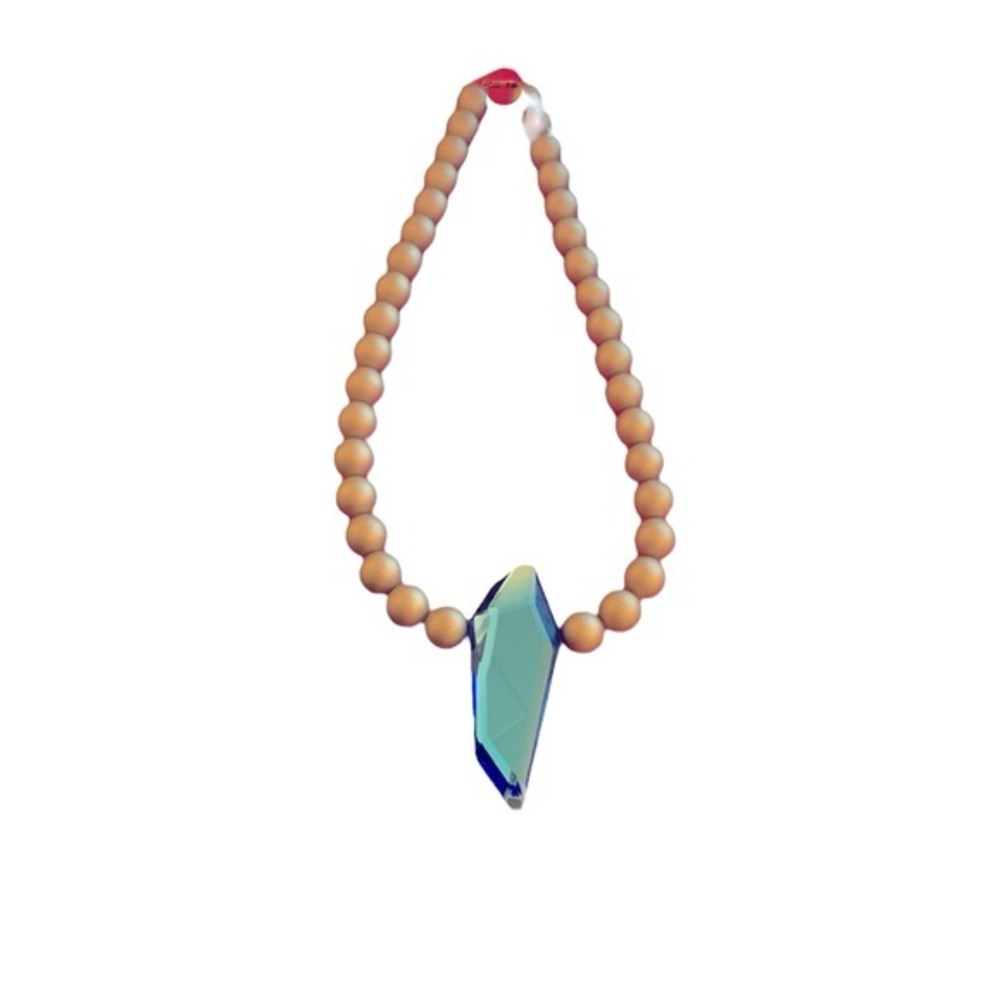 Champagne beads with large blue pendant Necklace